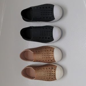 Set of Girls Water Friendly Shoes Native Jefferson and Sketchers Guzman size 11